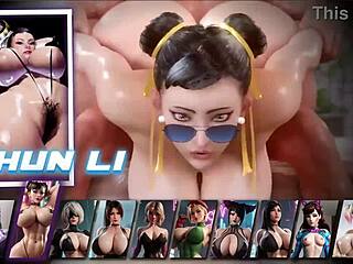 Chun Li and Tifa Lockhart in wild hentai anal game action
