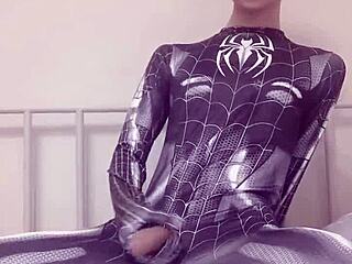 sexy gay teen jerks off spider-man style