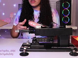 Unboxing my new sex machine, Agatha Dolly tests it on all fours!