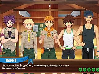 game friends camp episode 28, relaxing with natsumi in russian voice, suggestive anime hentai