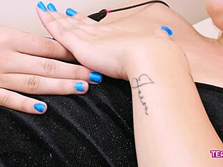 Super Hot Blonde Teen Teases on Sofa