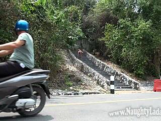 Flashing Milf Walks Naked in Public Street Scene