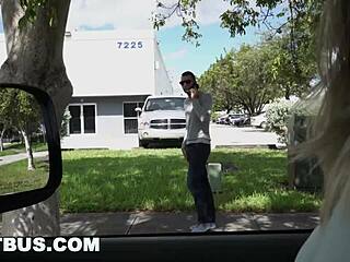 On the bait bus, real estate agent Brian Adams gets tricked into a blowjob and fucking with hairy Tegan Reigns.