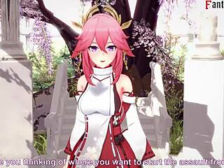 Yae miko from genshin impact sucking in this full 3d fantasy hentai scene by fantasyking3