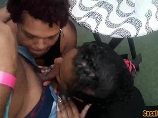 lucky guy gets triple blowjob from grazy, sapeca, nana, diaba, and chubby at the party