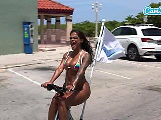 Big Ass Latinas Ride Electric Trikes, Showing Off Booty At Public Beach.