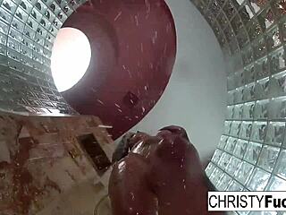 christy dahlia and ivan have fun in hot shower