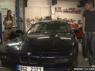 hardcore test drive with czech teen in car