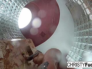 christy dahlia and ivan have fun in hot shower