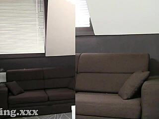 Student gets intense first creampie casting