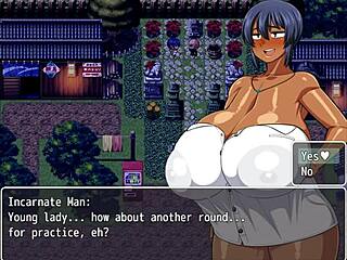 Tanned girl Natsuki banged by ghost in hentai game