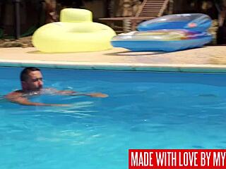 Ever seen Mugur bang gorgeous big boobs milf Lana Vegas by the pool?