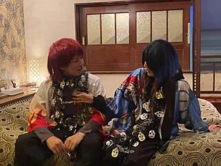 Asian Wife In Halloween Cosplay Deepthroats