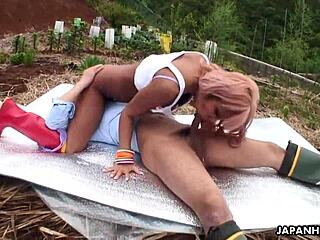 Tanned Japanese teen 18+ banged hard in boots at outdoor spot.