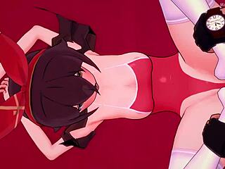 amber en traje de baño corre pajas con los pies