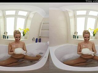 blonde babe nikky dream acts as slut in bathroom anal footjob