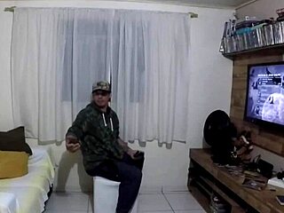 Feeling Intense Pleasure as He Plays Play 2 While She Rides His Monster Cock.