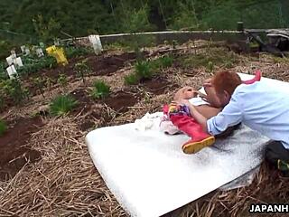 Tanned Japanese teen 18+ banged hard in boots at outdoor spot.