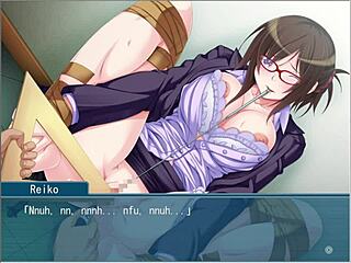 i make the beautiful teacher in glasses obey me, bound and masturbating in this hentai game