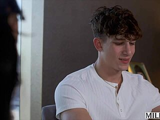 Milf Jennifer rides young actor's hard cock