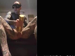 hot fleshlight session with tat jack, stroking and cumming solo