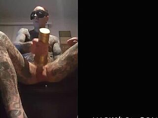 hot fleshlight session with tat jack, stroking and cumming solo