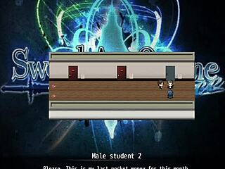 Isn't my sister naughty giving blowjob under the counter during work in this hentai?