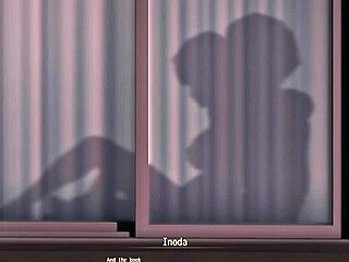 Isn't my sister naughty giving blowjob under the counter during work in this hentai?