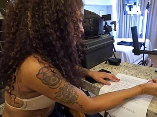 Behind the scenes with latina whore taking big cock