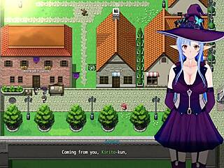 Isn't my sister naughty giving blowjob under the counter during work in this hentai?