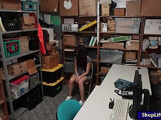 pretty shoplifter lily adams gets her twat ripped by big cock.