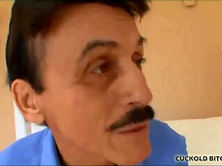 Why don't you clean up after us, you good cuckold, in this femdom bdsm scene?