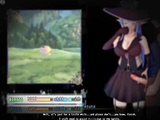 Isn't my sister naughty giving blowjob under the counter during work in this hentai?