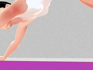 Anime girl tries stretch yoga exercise?