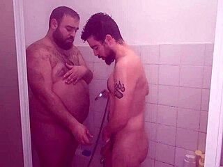 Intense bareback fucking in shower with monster cock