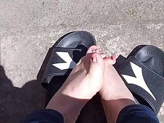 my feet soaking up the sun before the pedicure