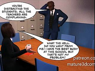 Sexy učitelka s velkou prdelí bere BBC od ředitele v 3D komiksu