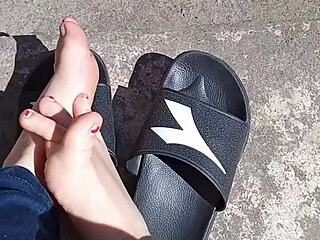 my feet soaking up the sun before the pedicure