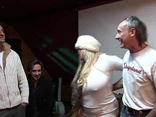 the curvy blonde milf in stockings pleases multiple guys with anal and blowjob. she handles double penetration at the same time.