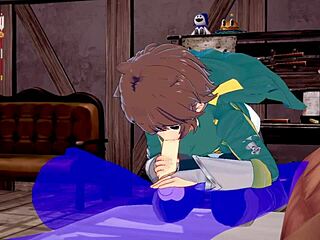 Konosuba Yaoi - Kazuma Blowjob with Cum in Mouth Japanese Anime