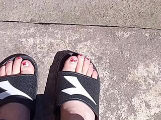 my feet soaking up the sun before the pedicure