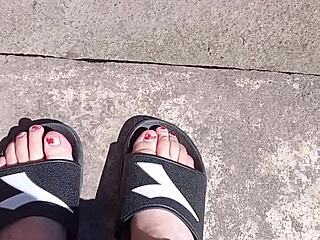 my feet soaking up the sun before the pedicure