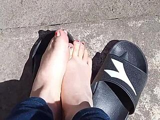 my feet soaking up the sun before the pedicure