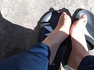 my feet soaking up the sun before the pedicure