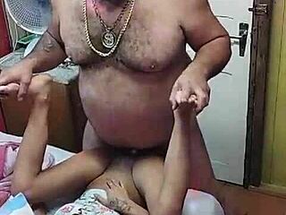 young babe with tight ass lets old man fuck deep in garage 😍