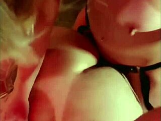 Blonde wife in lingerie fucks beautiful blue-eyed friend with huge cock.