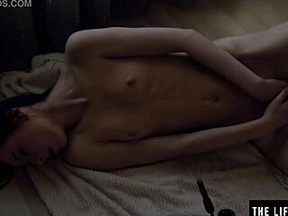 why's this cute teen oiling her shaved pussy?