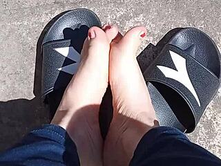 my feet soaking up the sun before the pedicure