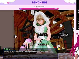 Vtuber Lewdneko moans naked in Harem Hotel gameplay.