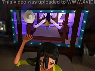 3d cartoon brunette deepthroats big cock in pov.